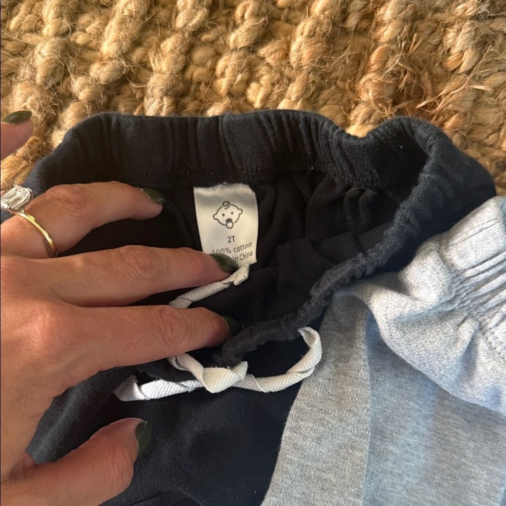 (2) Pair of Kids Black and Gray Jogger Pants - Drawstring - Picture 2 of 4